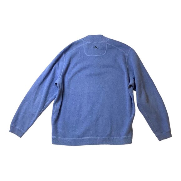 Tommy Bahama 1/4 Zip Blue Pullover Sweater Adult Size L Mock Neck - Picture 8 of 9